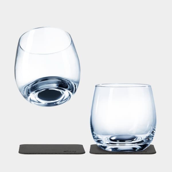 Magnetiska whiskyglas i kristall Silwy Magnetic Crystal Glass Whisky, transparent, 25 cl, 2-pack + magnetiska glasunderlägg