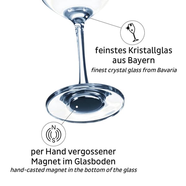 Magnetiska vinglas i kristall Silwy Magnetic Crystal Glass Wine, transparent, 25 cl, 2-pack + magnetiska glasunderlägg