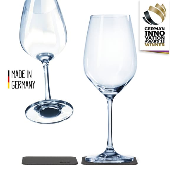 Magnetiska vinglas i kristall Silwy Magnetic Crystal Glass Wine, transparent, 25 cl, 2-pack + magnetiska glasunderlägg