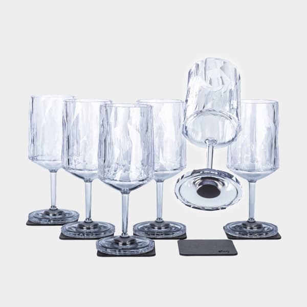 Magnetiska vinglas i plast Silwy Magnetic Plastic Glass Wine, transparent, 30 cl, 6-pack + magnetiska glasunderlägg
