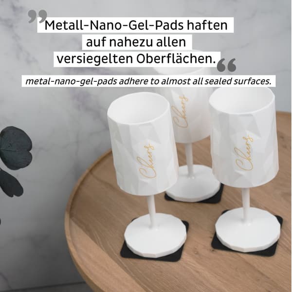 Magnetiskt vinglas i plast Silwy Magnetic Plastic Glass Wine Cheers, vit, 30 cl + magnetiskt glasunderlägg