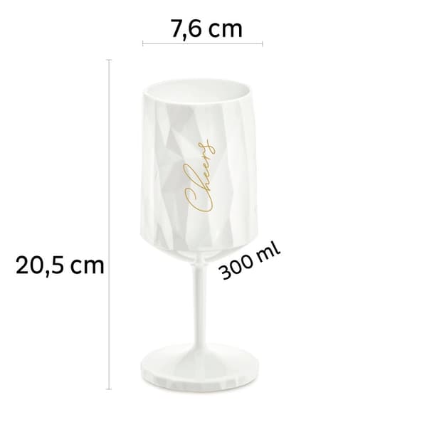 Magnetiskt vinglas i plast Silwy Magnetic Plastic Glass Wine Cheers, vit, 30 cl + magnetiskt glasunderlägg