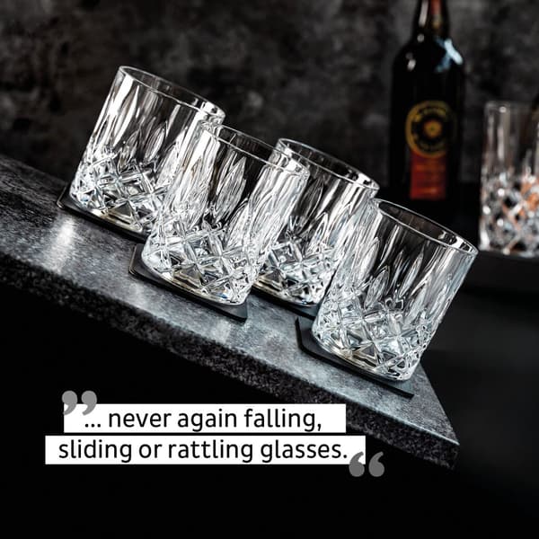 Magnetiska whiskyglas i kristall Silwy Magnetic Crystal Glass Whisky Nachtmann, transparent, 20 cl, 4-pack  + magnetiska glasunderlägg