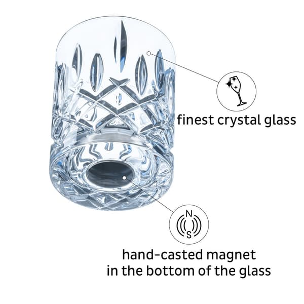 Magnetiska whiskyglas i kristall Silwy Magnetic Crystal Glass Whisky Nachtmann, transparent, 20 cl, 4-pack  + magnetiska glasunderlägg