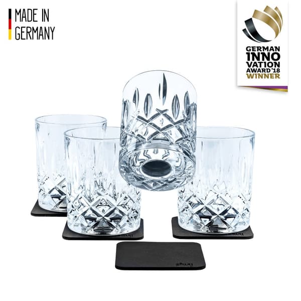 Magnetiska whiskyglas i kristall Silwy Magnetic Crystal Glass Whisky Nachtmann, transparent, 20 cl, 4-pack  + magnetiska glasunderlägg