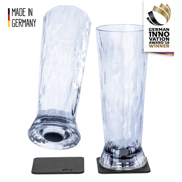 Magnetiska ölglas i plast Silwy Magnetic Plastic Glass Beer, transparent, 33 cl, 2-pack + magnetiska glasunderlägg