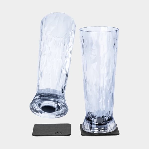 Magnetiska ölglas i plast Silwy Magnetic Plastic Glass Beer, transparent, 33 cl, 2-pack + magnetiska glasunderlägg