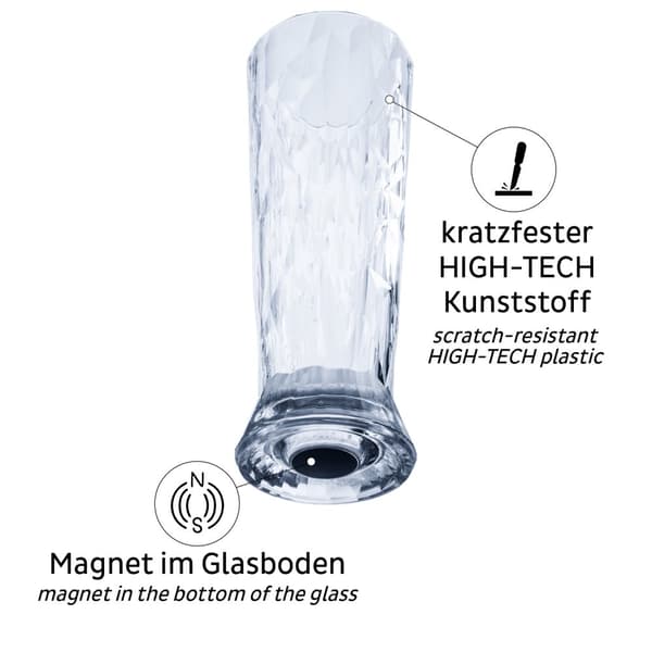 Magnetiska ölglas i plast Silwy Magnetic Plastic Glass Beer, transparent, 33 cl, 6-pack + magnetiska glasunderlägg