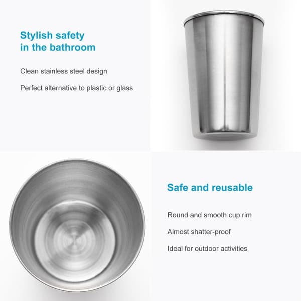 5x Stabelbare Krus i rustfritt stål Camping Utendørs Metallkrus Glass Gjenbrukbar Uten plast Egnet for barn