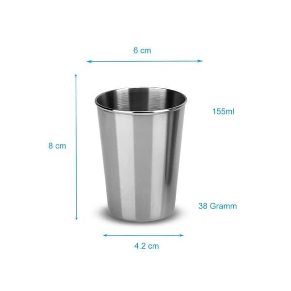 5x Stabelbare Krus i rustfritt stål Camping Utendørs Metallkrus Glass Gjenbrukbar Uten plast Egnet for barn
