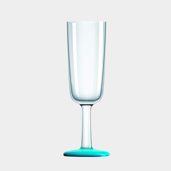 Champagneglas i plast Palm Flute Bleu Lagon, non-slip, transparent/turkos, 18 cl, 6-pack