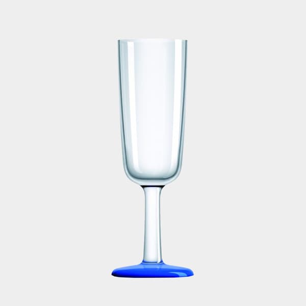 Champagneglas i plast Palm Flute Bleu Marine, non-slip, transparent/blå, 18 cl, 6-pack