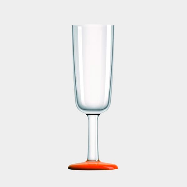 Champagneglas i plast Palm Flute Orange, non-slip, transparent/orange, 18 cl, 6-pack