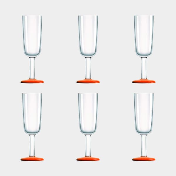 Champagneglas i plast Palm Flute Orange, non-slip, transparent/orange, 18 cl, 6-pack