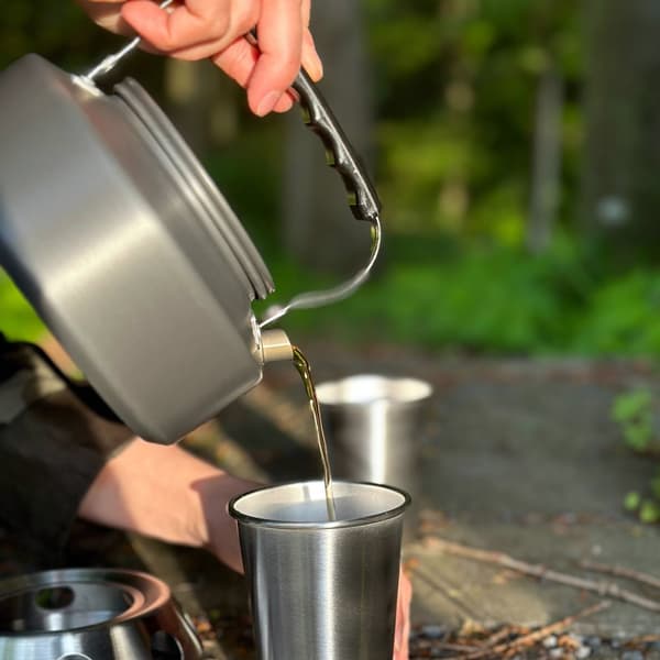 Camping Kettle Utomhuskittel av aluminium med 1.1 L kapacitet - För att koka vatten te kaffe eller soppa när du campar eller reser