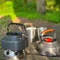 Miniatyrbild 6 av 6: Camping Kettle Utomhuskittel av aluminium med 1.1 L kapacitet - För att koka vatten te kaffe eller soppa när du campar eller reser