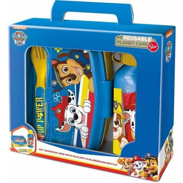 Stor - 74663 - SET URBAN VUELTA AL COLE 4 ST (BOTELLA ALUMINIO 400 ML Y SANDWICHERA CON CUBIERTOS) PAW PATROL PUP POWER