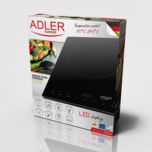 Adler | Liesi | AD 6513 | Polttimien/keittoalueiden lukumäärä 1 | LCD-näyttö | Musta | Induktio