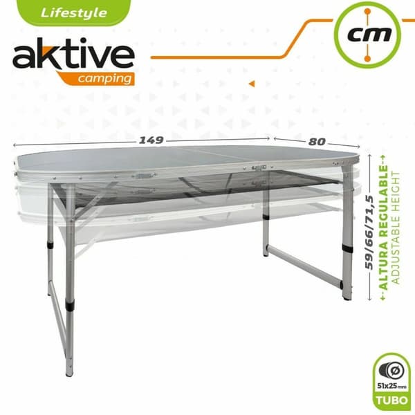 Sammenklappeligt bord Aktive 149 x 80 x 59 cm Camping