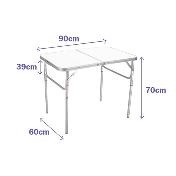 Marbueno Hopfällbart Aluminiumbord D25 Blandade Camping och strand 90X60X39/70 cm 10031