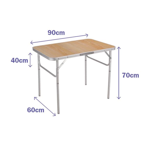 Marbueno Bord Aluminium Vikbar D25 Blandad Camping och Strand 90X60X39/70 cm 10014