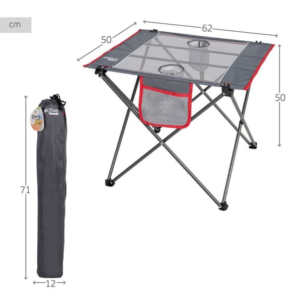Sammenklappeligt bord Aktive Camping Grå 62 x 50 x 50 cm (2 enheder)