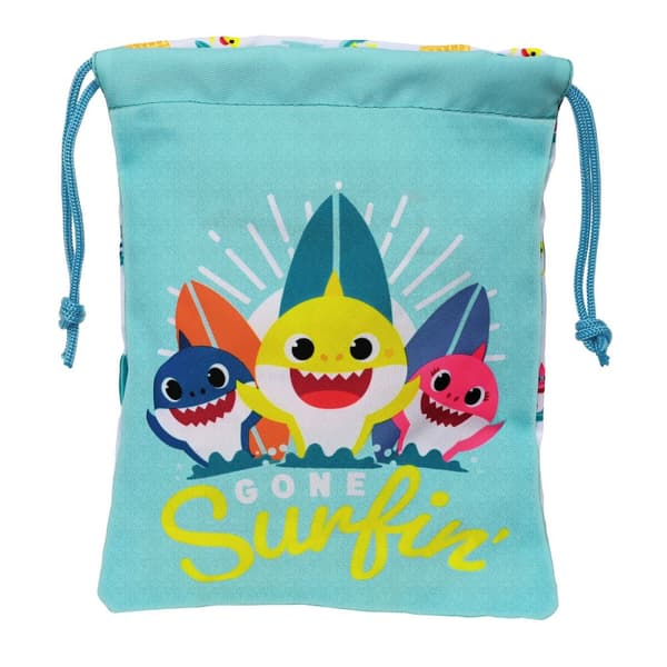 Snackpose Baby Shark Surfing Blå Hvid PVC 20 x 25 x 1 cm sæk (sack)