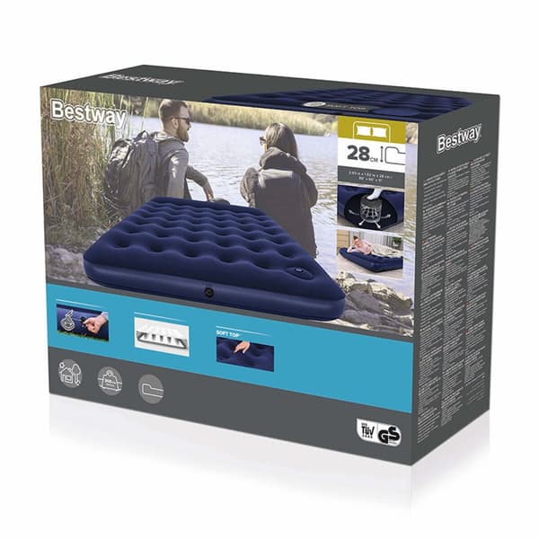 Bestway Dubbilsäng med Fotpumpas 203x152x28 cm Uppblåsbar och Camping 67226