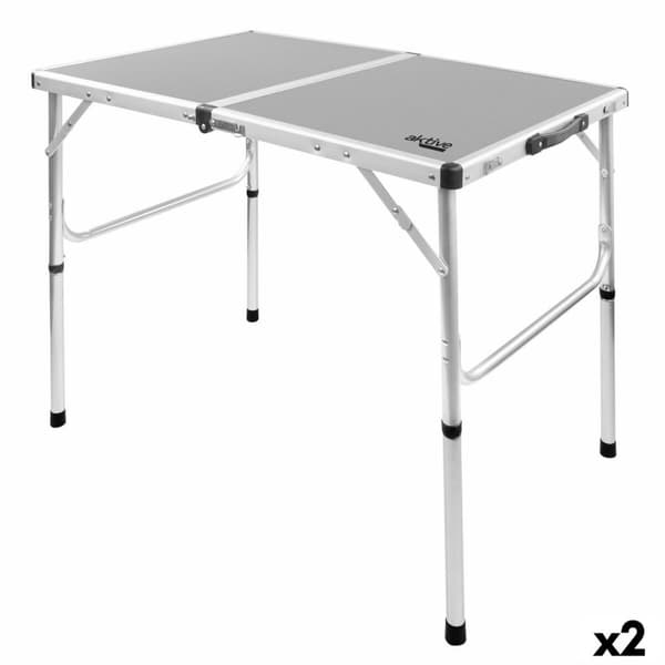 Sammenklappeligt bord Aktive Camping Grå 90 x 70 x 60 cm (2 enheder)
