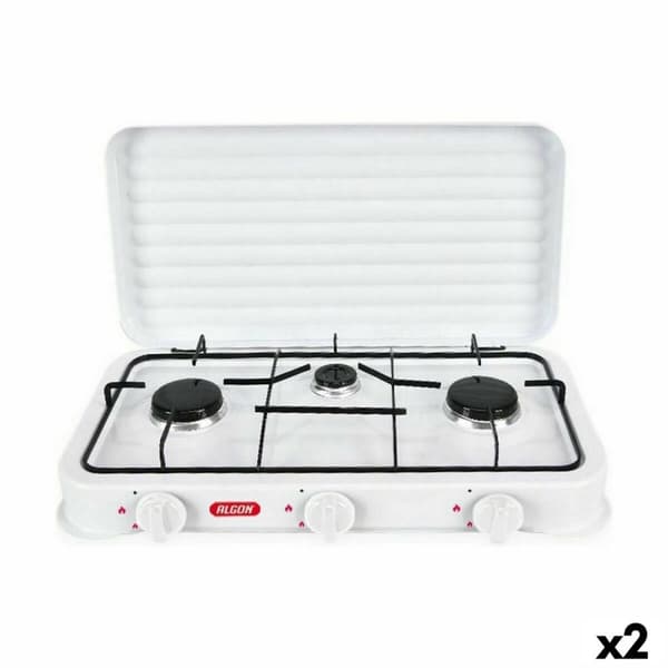 gaskomfur Algon Med låg Hvid 5400 W 55 x 7 x 32 cm (2 enheder)