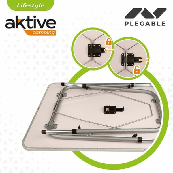 Bord Aktive 80 x 60 cm Vit Hopfällbar Camping