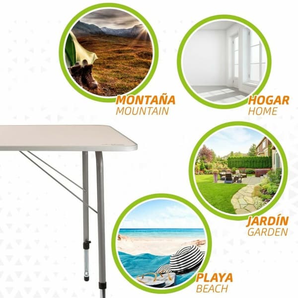 Bord Aktive 80 x 60 cm Vit Hopfällbar Camping