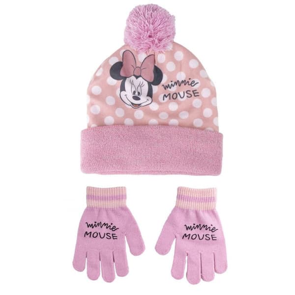 Hattu & Hanskat Minnie Mouse Vaaleanpunainen 2 Kappaletta