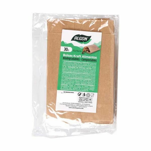 Genanvendelig madpose Algon kraftpapir 10 x 15 cm Engangsanvendelse 30 Dele (36 Enheder)