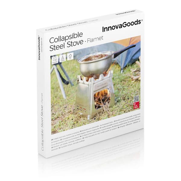 Innovagoods Kokoontaitettava Polttopuu Liesi Camping Hopeinen