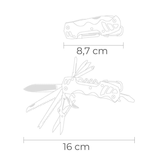 Multi-purpose kniv EDM 08557 K2 Sølvfarvet Snap-krog