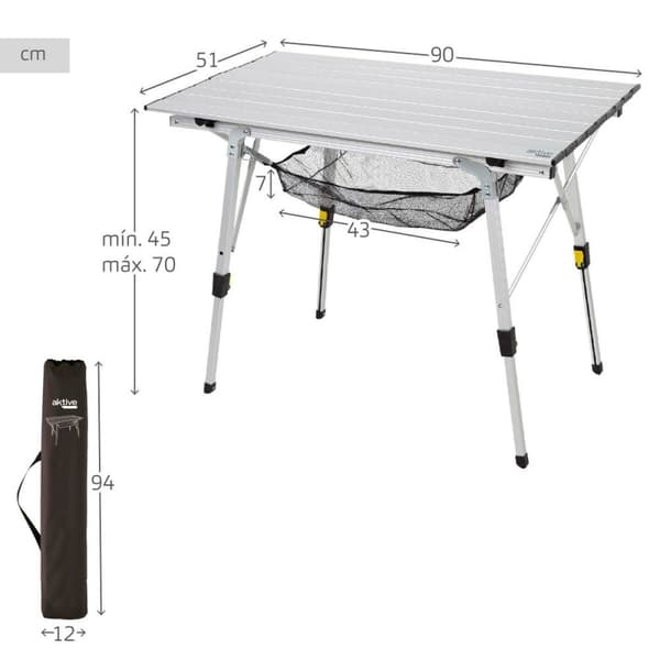Sammenklappeligt bord Aktive 90 x 70 x 51 cm