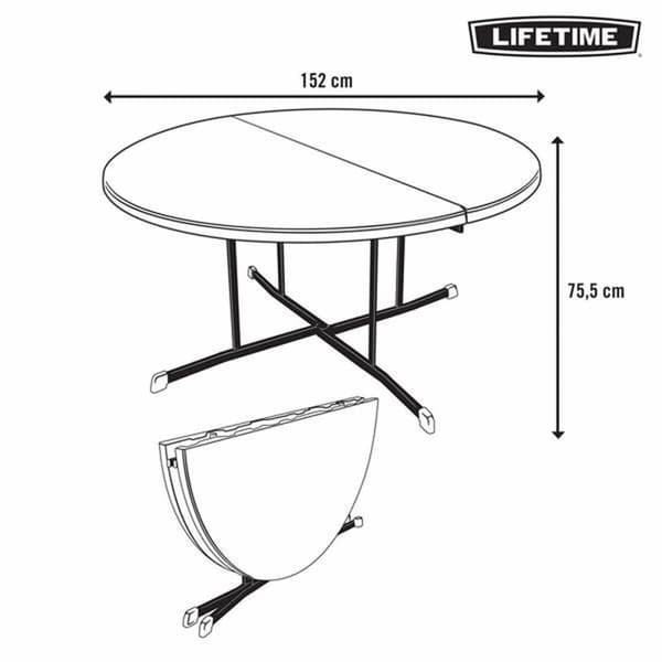 Taitettava Pöytä Lifetime Ø 152 cm Pyöreä