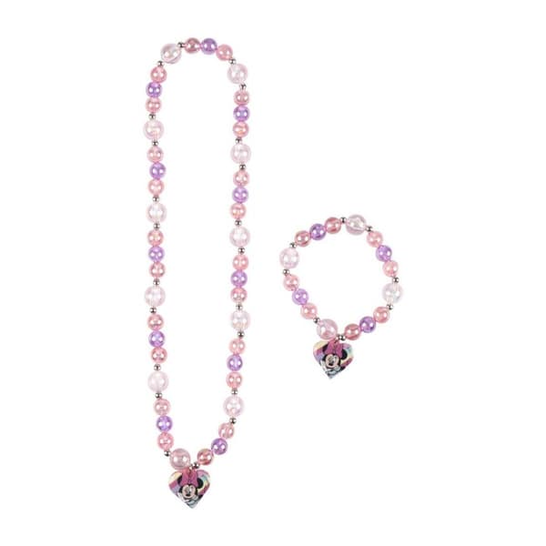 Halskjede og armbåndsett Minnie Mouse Rosa 2 Deler