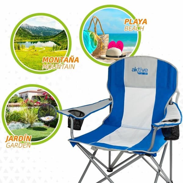 Polstrede Campingstol Aktive 57 x 60 x 97 cm Blå