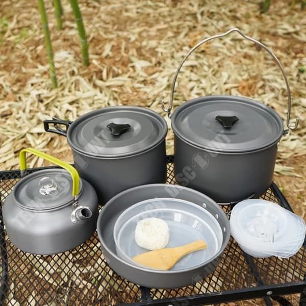 TD® Picknickset Säkert och hållbart Lätt att förvara och transportera Set med aluminiumkastruller och stekpannor för utomhusbruk