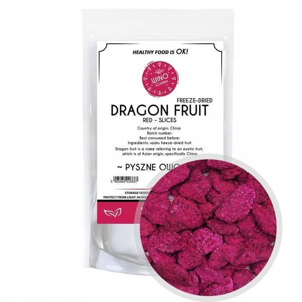 Dragon Fruit Frysetørrede pitaya skiver, Dragon Fruit - 20g