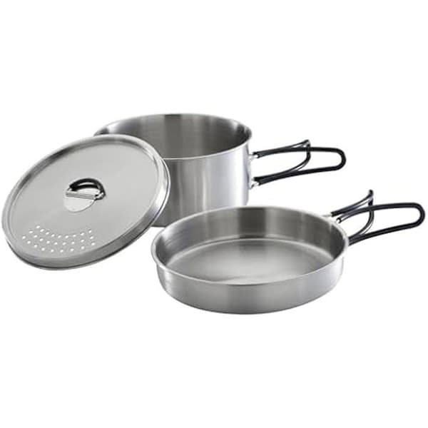 Campingaz Pot Set Trekking Kit 3 delar (rostfritt stål, 1 kastrull + 1 lock + 1 stekpanna)