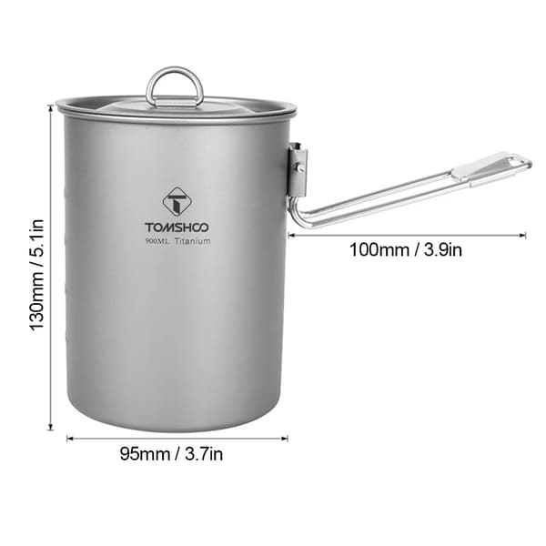 Titanium Campinggryde, Letvægtsdesign, 900 ml Kapacitet,900ml