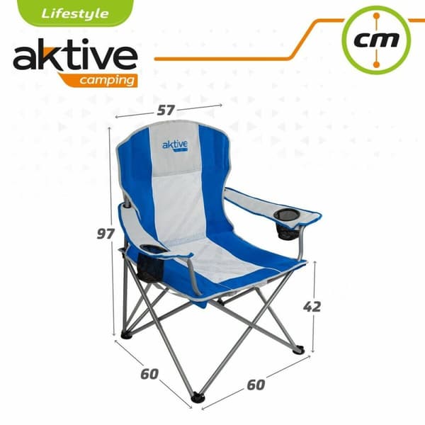 Polstrede Campingstol Aktive 57 x 60 x 97 cm Blå
