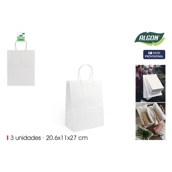 Papperskasse Algon Vit 20,6 x 11 x 27 cm 3 Delar (24 antal)