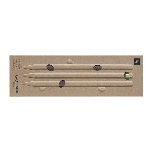 Set med 3 blyertspennor - CARAN D'ACHE - Nespresso - 100% naturlig HB - Grå