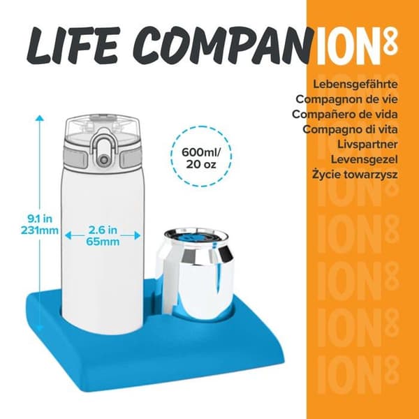 Popote - servis - bestick Ion8 - I8RF500PNTEXTB - Slank vattentäta flaska, BPA-fri, bubblor, 500ml (18oz)