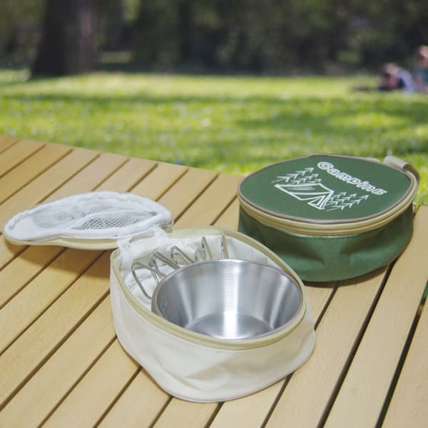 INF 4-pakke Sierra-boller i rustfritt stål med bæreveske - 12 cm