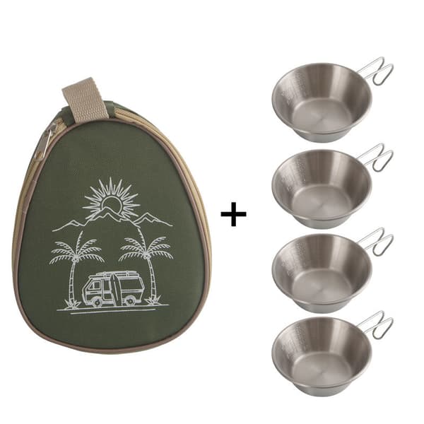 INF 4-pakke Sierra-boller i rustfritt stål med bæreveske - 12 cm